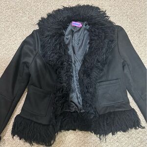Edikted Black Fur Trim Jacket with Faux Fur Trim